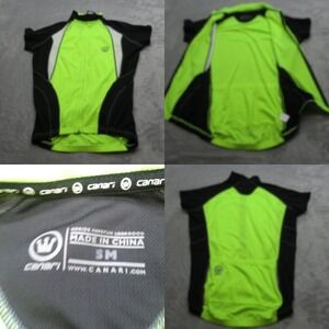 Canari Cycling Jersey Womens Small Yellow Black Colorblock Short Sleeve Full Zip